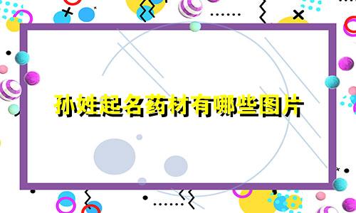 孙姓起名药材有哪些图片