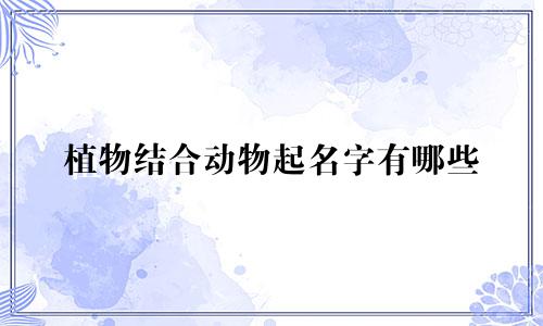 植物结合动物起名字有哪些