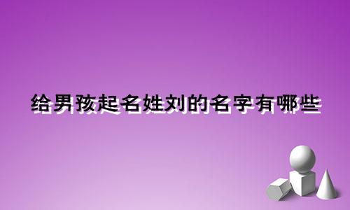 给男孩起名姓刘的名字有哪些