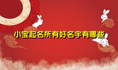 小宝起名所有好名字有哪些