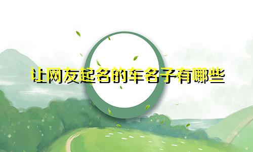让网友起名的车名子有哪些