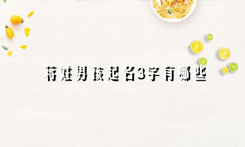 蒋姓男孩起名3字有哪些