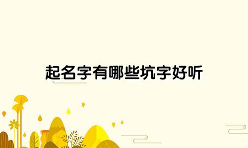 起名字有哪些坑字好听