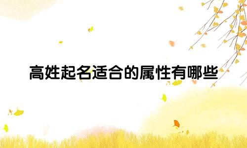 高姓起名适合的属性有哪些