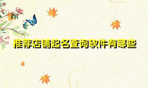 推荐店铺起名查询软件有哪些