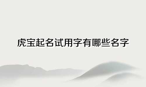 虎宝起名试用字有哪些名字