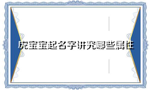 虎宝宝起名字讲究哪些属性