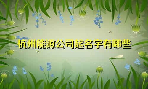 杭州能源公司起名字有哪些
