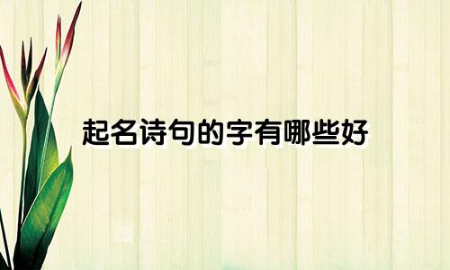 起名诗句的字有哪些好