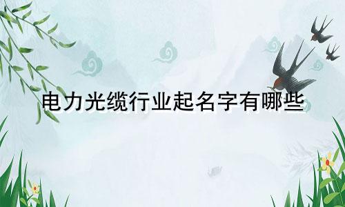 电力光缆行业起名字有哪些