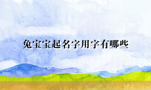 兔宝宝起名字用字有哪些
