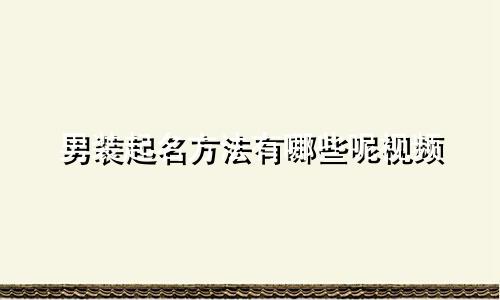 男装起名方法有哪些呢视频