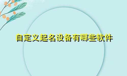 自定义起名设备有哪些软件