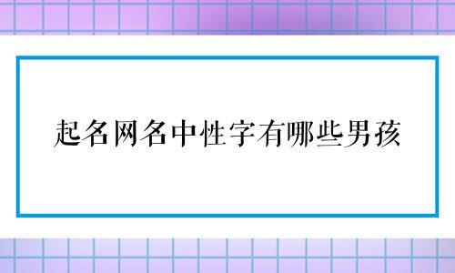 起名网名中性字有哪些男孩