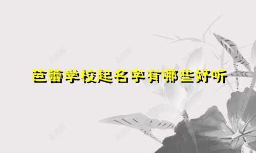 芭蕾学校起名字有哪些好听