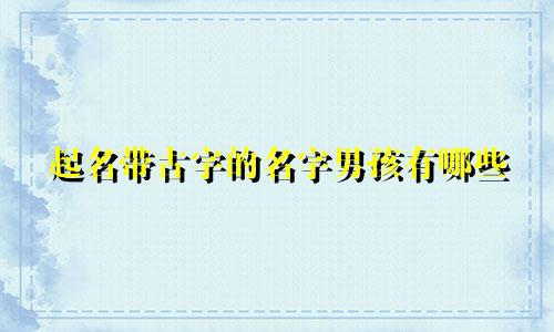 起名带古字的名字男孩有哪些