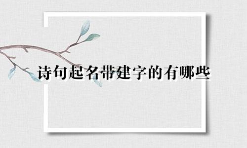 诗句起名带建字的有哪些