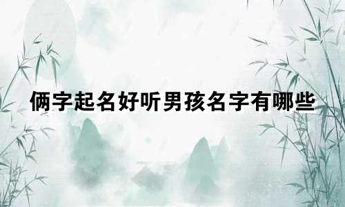 俩字起名好听男孩名字有哪些