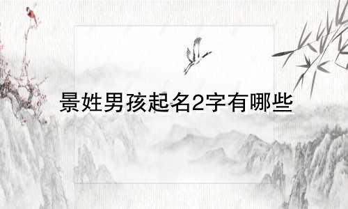 景姓男孩起名2字有哪些