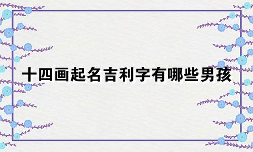 十四画起名吉利字有哪些男孩