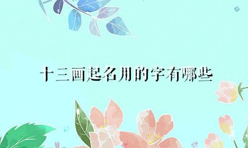 十三画起名用的字有哪些