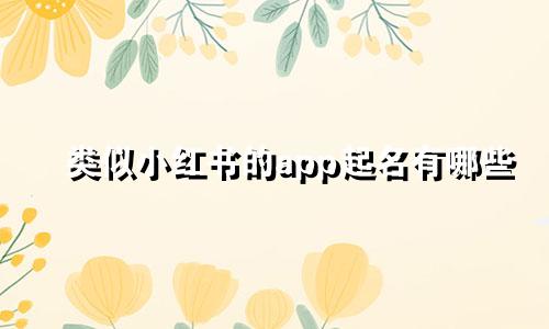 类似小红书的app起名有哪些