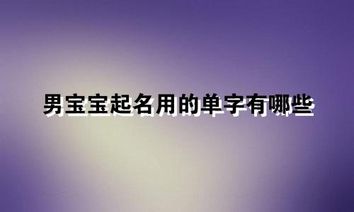 男宝宝起名用的单字有哪些