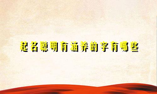 起名聪明有涵养的字有哪些