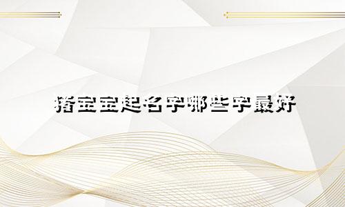 猪宝宝起名字哪些字最好