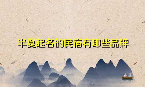 半夏起名的民宿有哪些品牌