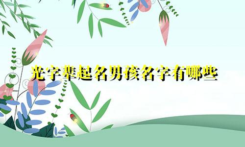 光字辈起名男孩名字有哪些