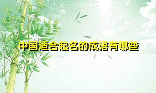 中国适合起名的成语有哪些