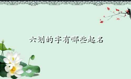 六划的字有哪些起名