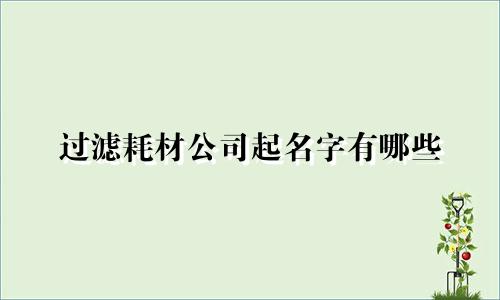 过滤耗材公司起名字有哪些