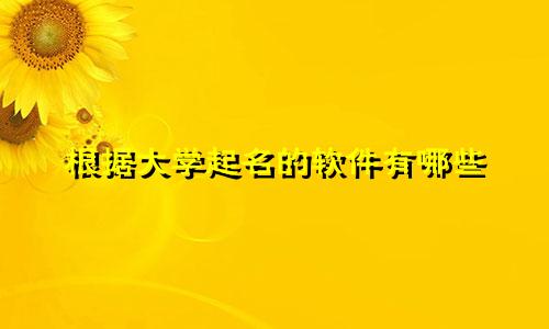 根据大学起名的软件有哪些