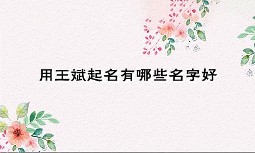 用王斌起名有哪些名字好