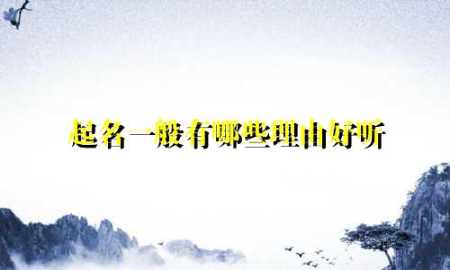 起名一般有哪些理由好听
