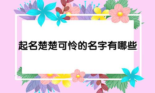 起名楚楚可怜的名字有哪些