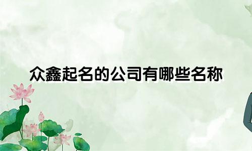 众鑫起名的公司有哪些名称