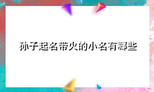 孙子起名带火的小名有哪些