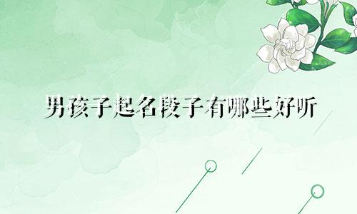 男孩子起名段子有哪些好听