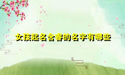 女孩起名含睿的名字有哪些