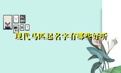现代马匹起名字有哪些好听