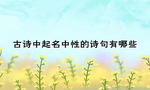 古诗中起名中性的诗句有哪些