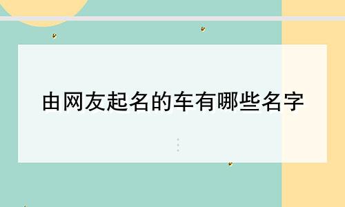 由网友起名的车有哪些名字