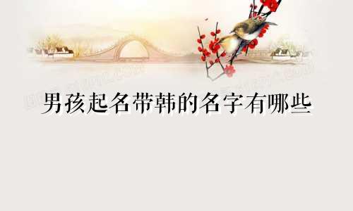 男孩起名带韩的名字有哪些