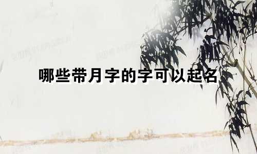 哪些带月字的字可以起名