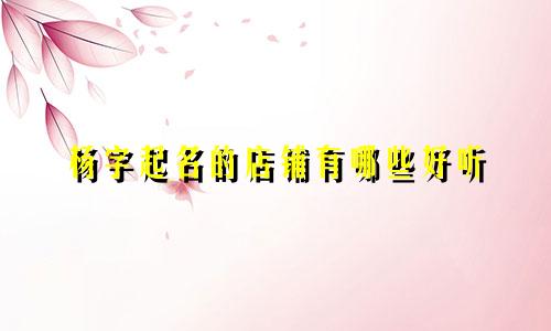 杨字起名的店铺有哪些好听
