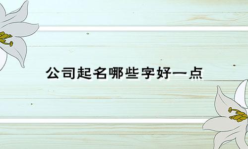 公司起名哪些字好一点