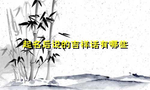 起名后说的吉祥话有哪些